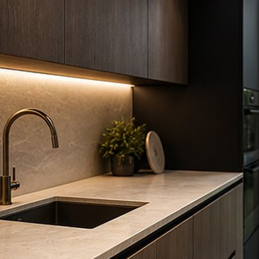 Stenen achterwand in keuken